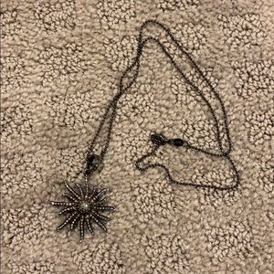 Sunstone pave diamond necklace